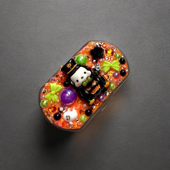 Handmade Decoden Mini Pill Box Halloween Pochacco Pumpkin Kawaii Junk Case - Picture 3 of 6